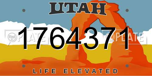 1764371 Utah License Plate