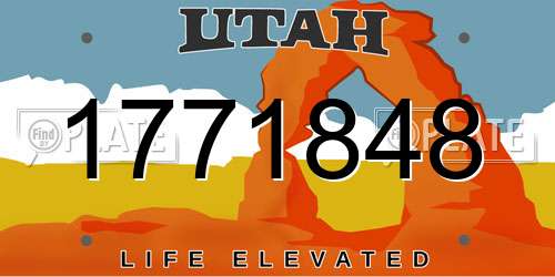 1771848 Utah License Plate