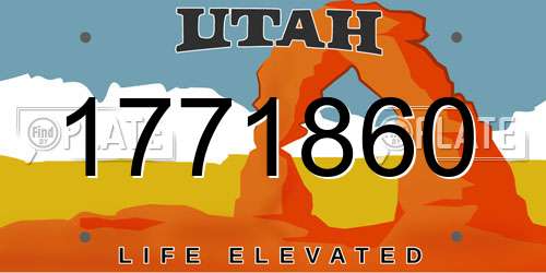 1771860 Utah License Plate