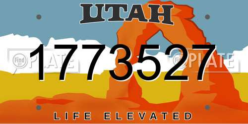 1773527 Utah License Plate