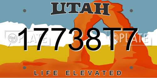17738T7 Utah License Plate