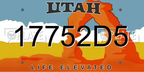 17752D5 Utah License Plate