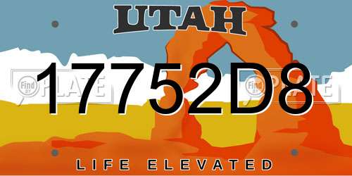 17752D8 Utah License Plate