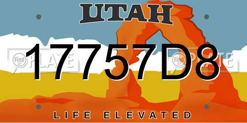 17757D8 Utah License Plate