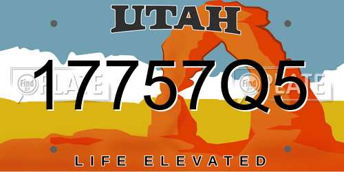 17757Q5 Utah License Plate