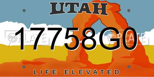 17758G0 Utah License Plate