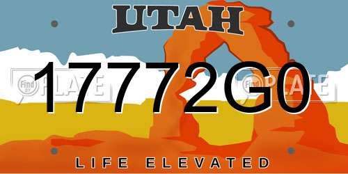 17772G0 Utah License Plate