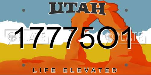 17775O1 Utah License Plate