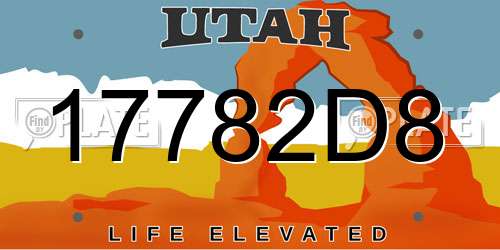 17782D8 Utah License Plate
