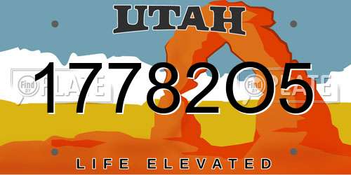 17782O5 Utah License Plate