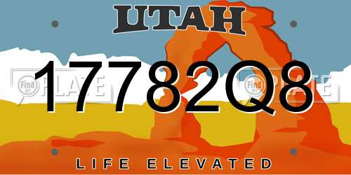 17782Q8 Utah License Plate