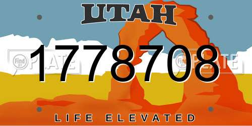1778708 Utah License Plate