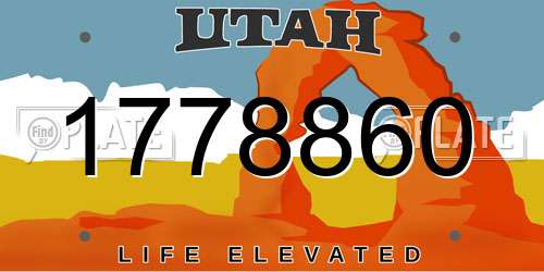 1778860 Utah License Plate