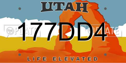 177DD4 Utah License Plate