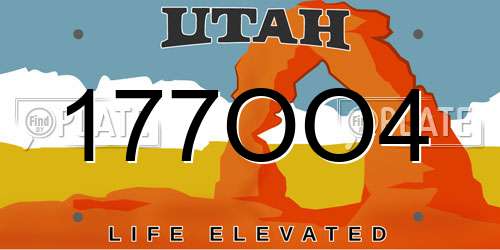 177OO4 Utah License Plate
