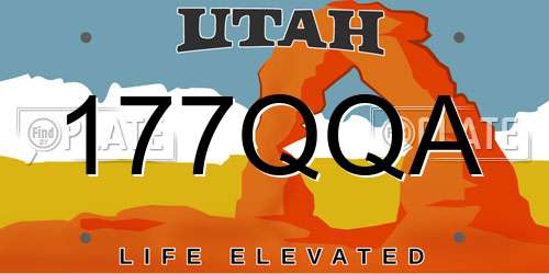 177QQA Utah License Plate