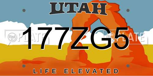 177ZG5 Utah License Plate