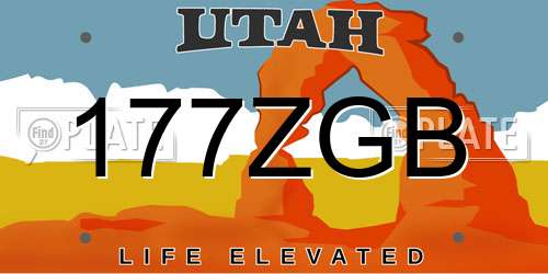 177ZGB Utah License Plate