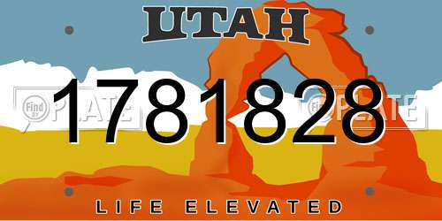 1781828 Utah License Plate