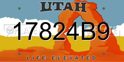 17824B9 Utah License Plate