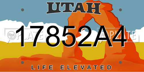 17852A4 Utah License Plate