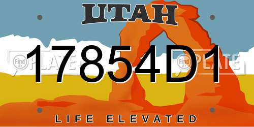 17854D1 Utah License Plate
