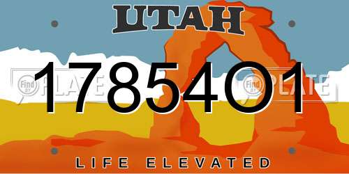 17854O1 Utah License Plate