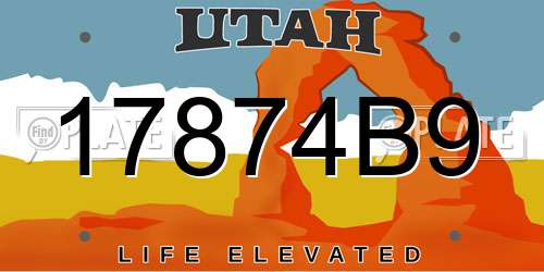 17874B9 Utah License Plate