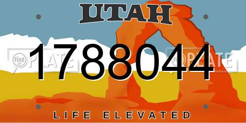 1788044 Utah License Plate