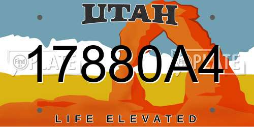 17880A4 Utah License Plate