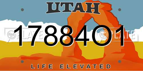 17884O1 Utah License Plate