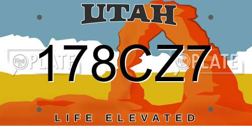 178CZ7 Utah License Plate