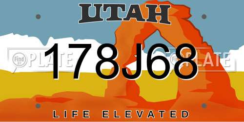 178J68 Utah License Plate