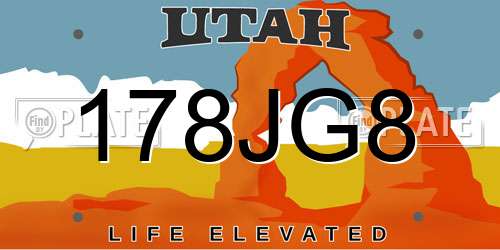 178JG8 Utah License Plate