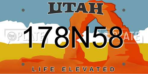 178N58 Utah License Plate