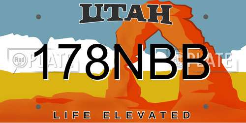 178NBB Utah License Plate