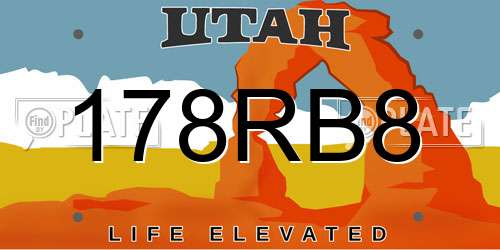 178RB8 Utah License Plate