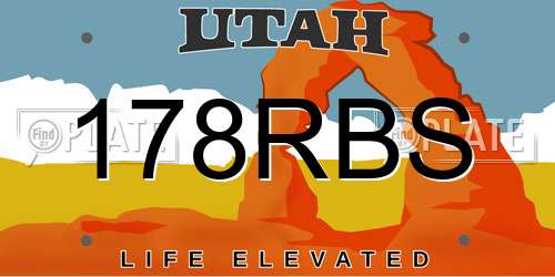 178RBS Utah License Plate