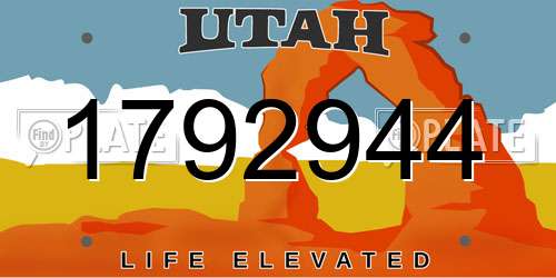 1792944 Utah License Plate