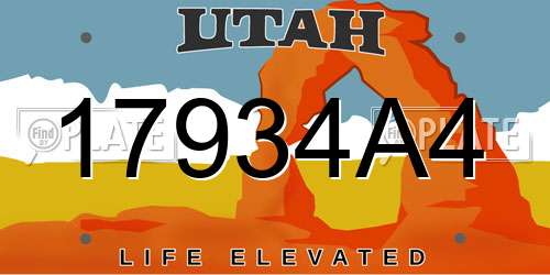 17934A4 Utah License Plate