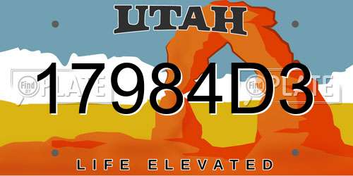 17984D3 Utah License Plate
