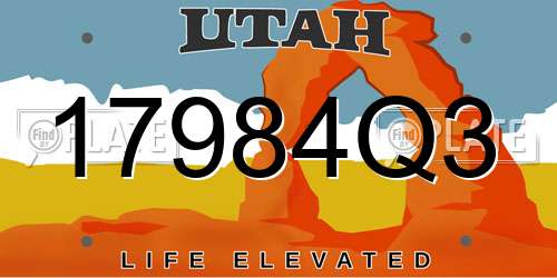 17984Q3 Utah License Plate