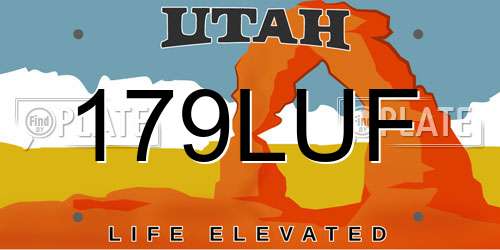 179LUF Utah License Plate