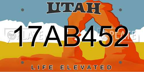 17AB452 Utah License Plate
