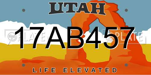 17AB457 Utah License Plate