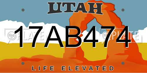 17AB474 Utah License Plate