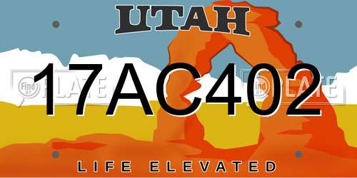 17AC402 Utah License Plate
