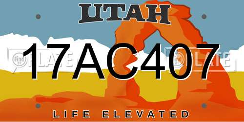 17AC407 Utah License Plate
