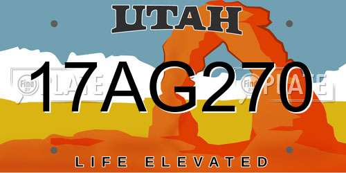 17AG270 Utah License Plate