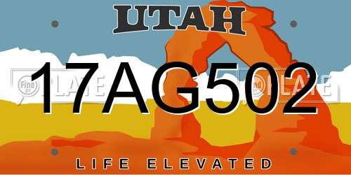 17AG502 Utah License Plate